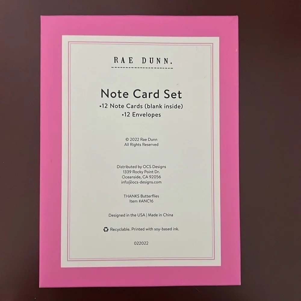 Rae Dunn 'Thanks'‎ Note Card Set